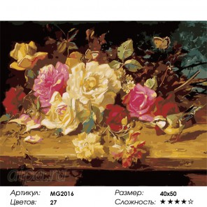 Натюрморт с розами ( художник Ханц Зацки ) Раскраска (картина) по номерам акриловыми красками на холсте Menglei