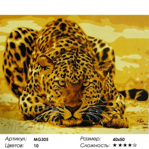 Леопард Раскраска по номерам акриловыми красками на холсте Worad Art