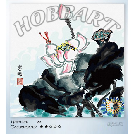 Количество цветов и сложность Лотос китайской тушью Раскраска по номерам на холсте Hobbart HB4040047