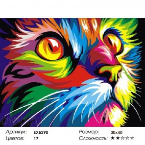  Радужный кот Ваю Ромдони Раскраска по номерам на холсте EX5290