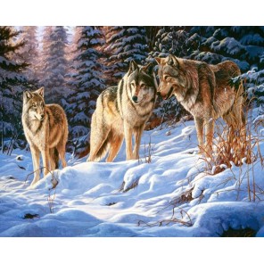  Волки в зимнем лесу Алмазная мозаика на подрамнике GF0661