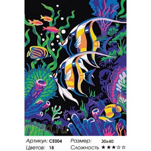  Цветные рыбки Раскраска по номерам на холсте CE004