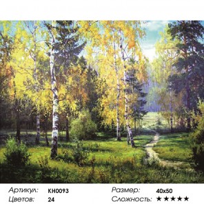 Количество цветов и сложность Березки Раскраска картина по номерам на холсте KH0093