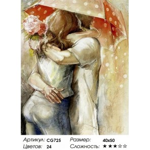  Поцелуи под зонтом Раскраска картина по номерам на холсте CG725