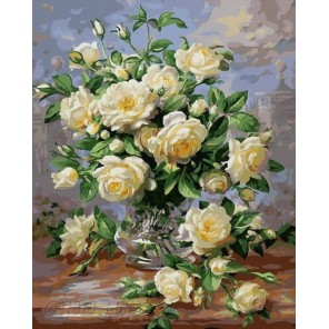  Белые розы Раскраска картина по номерам на холсте  G439