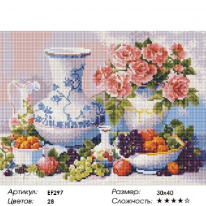 Количество цветов и сложность Натюрморт с фруктами Алмазная мозаика вышивка Painting Diamond EF297