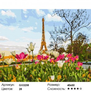 Количество цветов и сложность Парижский пейзаж Раскраска картина по номерам на холсте GX3258