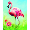 Розовый фламинго Алмазная частичная вышивка (мозаика) Color Kit