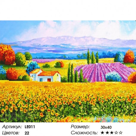 Количество цветов и сложность Лето в Провансе Алмазная мозаика на подрамнике