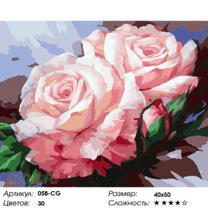  Нежные розы Раскраска картина по номерам на холсте Белоснежка 058-CG