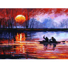  Рыбалка на закате Раскраска картина по номерам на холсте Белоснежка 157-AS