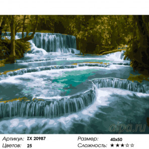 Водопад в Лаосе Раскраска картина по номерам на холсте ZX 20987