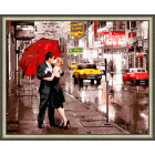 N143 Поцелуй под красным зонтом Раскраска картина по номерам на холсте