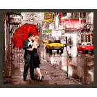 N181 Поцелуй под красным зонтом Раскраска картина по номерам на холсте