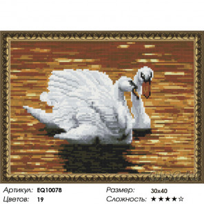  Лебеди на пруду Алмазная вышивка мозаика на подрамнике  EQ10078