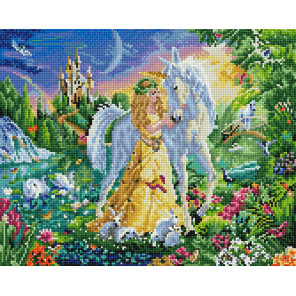  Единорог и принцесса Алмазная вышивка мозаика на подрамнике  EW10162