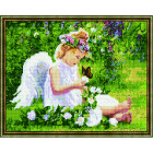  Ангелочек в саду Алмазная вышивка мозаика на подрамнике  EW10009