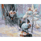  Белки в лесу Раскраска картина по номерам на холсте KH0221