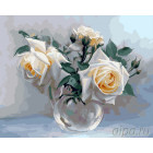  Белые розы Раскраска картина по номерам на холсте KH0193