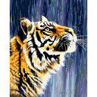  Тигр под дождем Раскраска картина по номерам на холсте A283