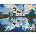  Церковь у озера Раскраска картина по номерам на холсте LV04