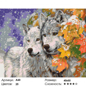 Количество цветов и сложность Пара волков Раскраска картина по номерам на холсте A60