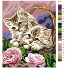 Раскладка Котята в корзинке Раскраска картина по номерам на холсте KRYM-AN03