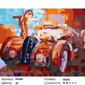 Количество цветов и сложность Ретро-автомобиль Раскраска картина по номерам на холсте RA060