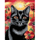  Котейка в маках Раскраска картина по номерам на холсте A134