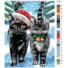 Раскладка Рождественские котики Раскраска картина по номерам на холсте A163