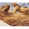 Фрагмент вышитой работы Африканские львы 03866 Набор для вышивания Dimensions ( Дименшенс )