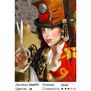  Девушка в цилиндре Раскраска картина по номерам на холсте SQ3979