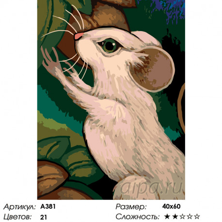 Количество цветов и сложность Белая мышь Раскраска по номерам на холсте Живопись по номерам A381