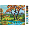 Схема Осень в горном селе Раскраска по номерам на холсте Живопись по номерам PP06
