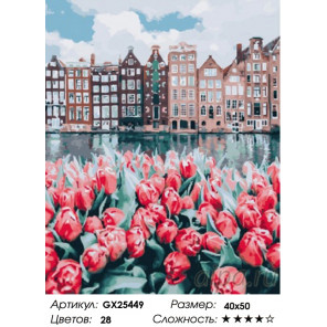 Количество цветов и сложность Весенний Амстердам Раскраска по номерам на холсте GX25449