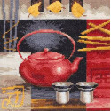 Азиатская чайная церемония - красный чайник Набор для вышивания Vervaco