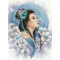 Asian lady in blue Набор для вышивания LanArte