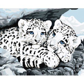 Детеныши снежного леопарда Раскраска по номерам акриловыми красками на холсте Iteso