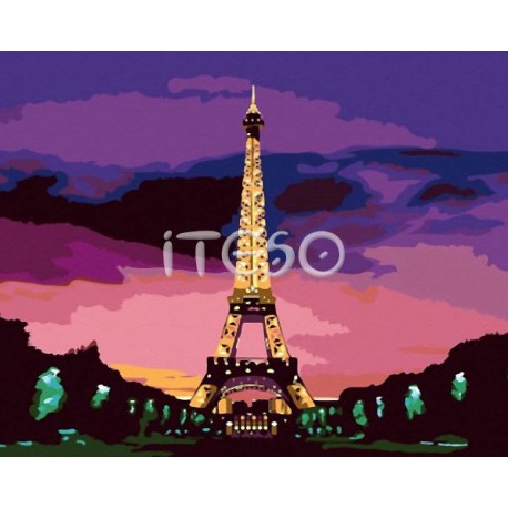 Ночной Париж Раскраска по номерам акриловыми красками на холсте Iteso
