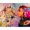  Отражение леопарда Раскраска картина по номерам на холсте Q3976