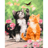  Котята и бабочка Раскраска картина по номерам на холсте ZX 21231