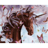  Единорог с бабочками Раскраска картина по номерам на холсте ZX 21363