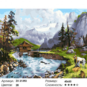  Домик у горной реки Раскраска картина по номерам на холсте ZX 21392