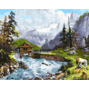  Домик у горной реки Раскраска картина по номерам на холсте ZX 21392