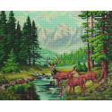 Олени на водопое Алмазная мозаика на подрамнике Painting Diamond