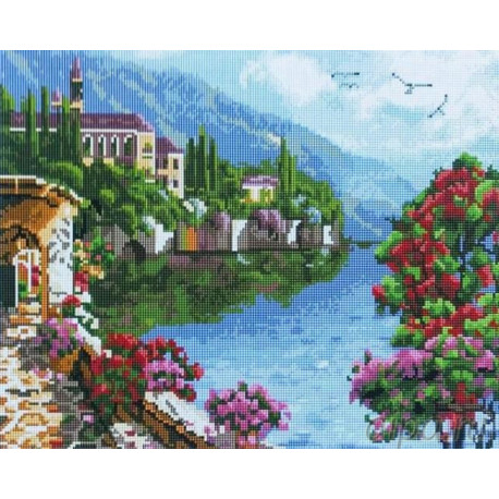  Прибрежный городок Алмазная мозаика на подрамнике Painting Diamond GF2240