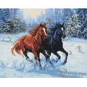 Лошади в снегу Алмазная мозаика вышивка Painting Diamond