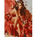 Девушка в ярко-красном Раскраска картина по номерам на холсте