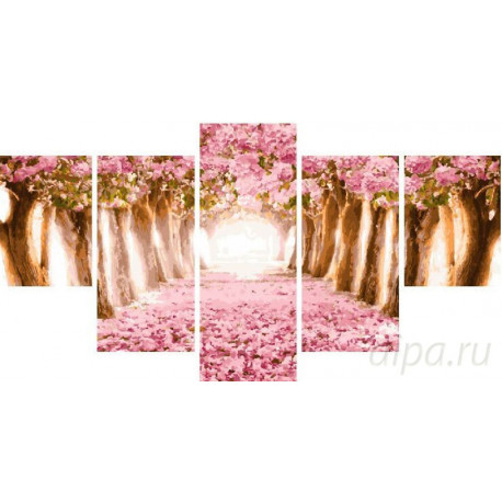  Розовая аллея Модульная картина по номерам на холсте с подрамником WX1023