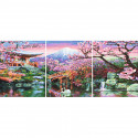 Цветущая вишня Триптих Раскраска картина по номерам на холсте